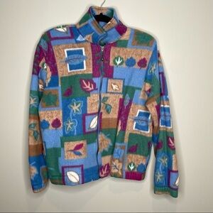 Vintage Teddi fleece leaf print‎ jacket Sz Pet Xl